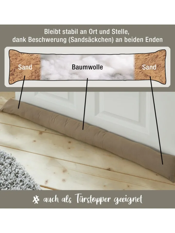 REDBEST Tür- & Zugluftstopper<Baumwolle Zugluftstopper Seattle in taupe
