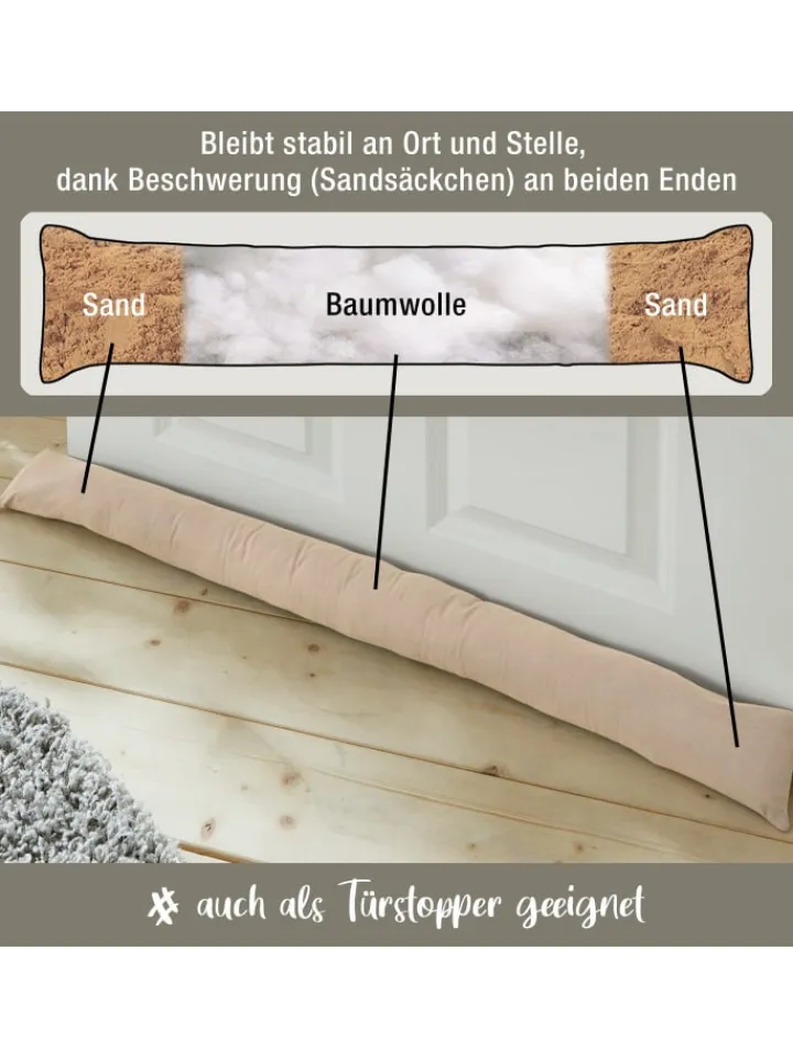 REDBEST Tür- & Zugluftstopper<Baumwolle Zugluftstopper Seattle in beige