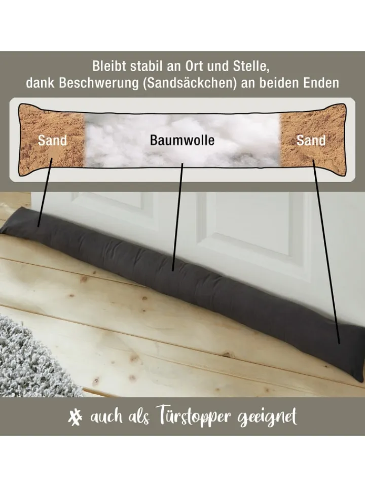 REDBEST Tür- & Zugluftstopper<Baumwolle Zugluftstopper Seattle in anthrazit