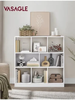 Songmics Regale & Schränke<Bücherregal in Weiß - (B)97,5 x (H)100 x (T)30 cm