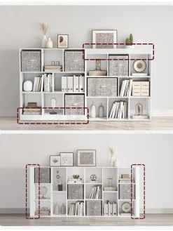 Songmics Regale & Schränke<Bücherregal in Weiß - (B)97,5 x (H)100 x (T)30 cm