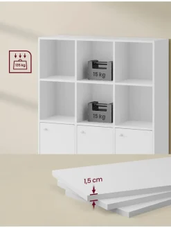 Songmics Regale & Schränke<Bücherregal in Weiß - (B)97,5 x (H)97,5 x (T)29 cm