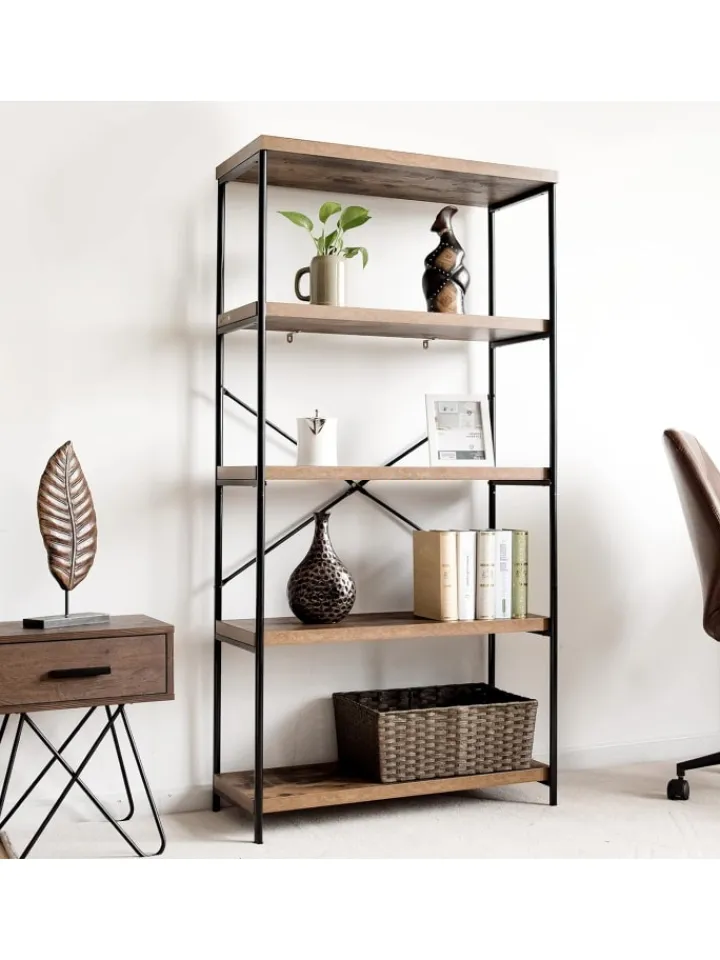 COSTWAY Regale & Schränke<Bücherregal mit 5 Ebenen in Braun