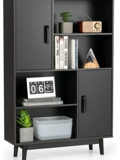COSTWAY Regale & Schränke<Bücherschrank in Schwarz