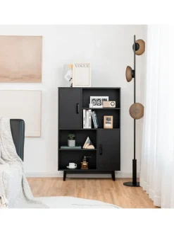 COSTWAY Regale & Schränke<Bücherschrank in Schwarz