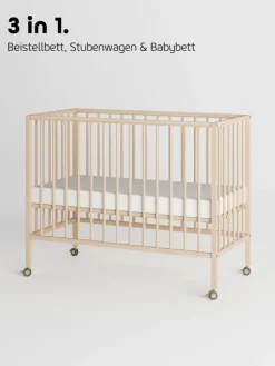 Sämann Babymöbel<Beistellbett Matratze Cloud Air Rollen & Umbauseite - natur - Dreamy 4 in 1 Bett