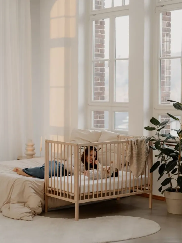 Sämann Babymöbel<Beistellbett Matratze Cloud Air Rollen & Umbauseite - natur - Dreamy 4 in 1 Bett