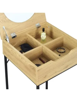 THE HOME DECO FACTORY Tische<Beistelltisch "Abbott" in Natur/ Schwarz - (B)45 x (H)77 x (T)45 cm