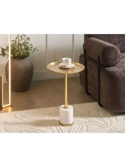 Beliani Tische<Beistelltisch CAMELO in Gold/Weiß - (W) 36 x (H) 53 x (L) 36 cm