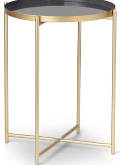 Lifa Living Tische<Beistelltisch "Ella" in Gold/ Grau - (H)47,5 x Ø 38 cm