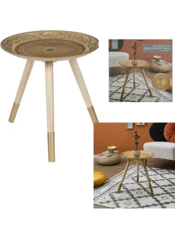 Ethnical Life Tische<Beistelltisch in Gold - (H)42 x Ø 40 cm