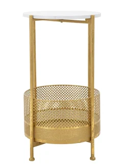 Mauro Ferretti Tische<Beistelltisch in Gold/ Weiß - (H)62 x Ø 35 cm