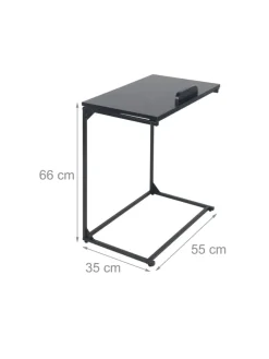 relaxdays Tische<Beistelltisch in Schwarz - (B)55 x (H)66 x (T)35 cm