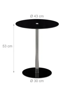 relaxdays Tische<Beistelltisch in Schwarz - (H)53 x Ø 43 cm
