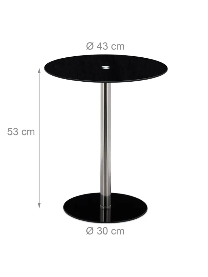 relaxdays Tische<Beistelltisch in Schwarz - (H)53 x Ø 43 cm