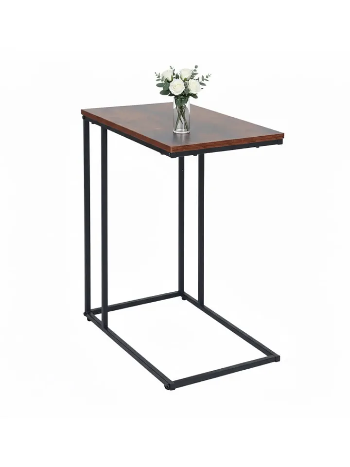 relaxdays Tische<Beistelltisch in Schwarz/ Braun - (B)50 x (H)64 x (T)35 cm