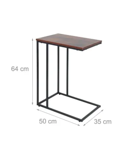 relaxdays Tische<Beistelltisch in Schwarz/ Braun - (B)50 x (H)64 x (T)35 cm