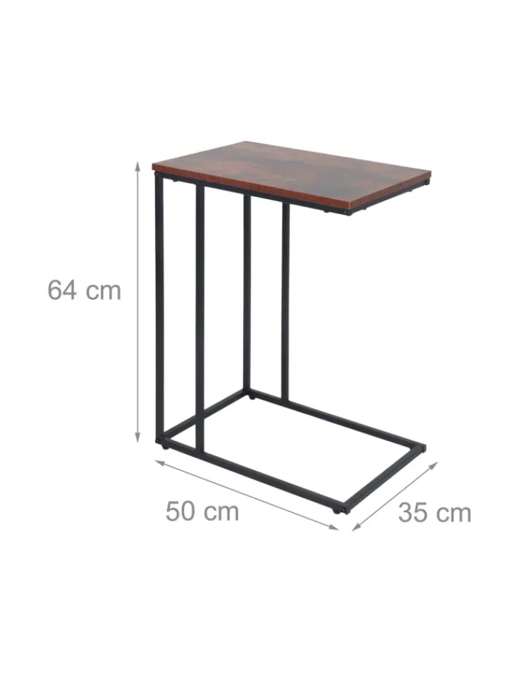 relaxdays Tische<Beistelltisch in Schwarz/ Braun - (B)50 x (H)64 x (T)35 cm