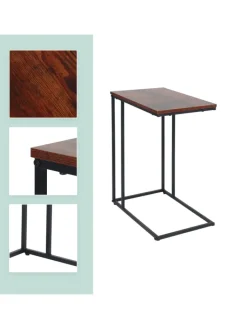 relaxdays Tische<Beistelltisch in Schwarz/ Braun - (B)50 x (H)64 x (T)35 cm