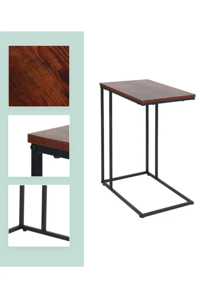 relaxdays Tische<Beistelltisch in Schwarz/ Braun - (B)50 x (H)64 x (T)35 cm
