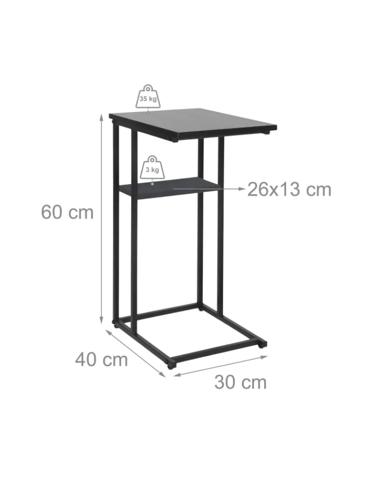 relaxdays Tische<Beistelltisch in Schwarz - (B)40 x (H)60 x (T)30 cm