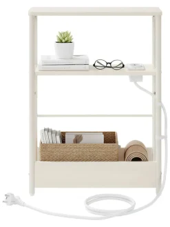 Songmics Tische<Beistelltisch in Weiß - (B)45 x (H)58 x (T)18 cm