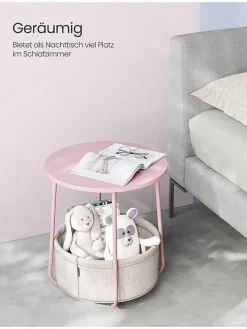 SONGMICS Tische<Beistelltisch in Weiß/ Rosa - (H)50 x Ø 45 cm