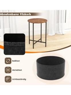 COSTWAY Tische<Beistelltisch mit Stoffkorb in Braun