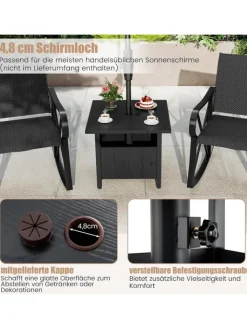 COSTWAY Gartenmöbel<Beistelltisch Outdoor wetterfest 55,5 x 55,5 x 48 cm in Schwarz