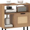 COSTWAY Tische<Beistelltisch PE-Rattan 60 x 25,5 x 59 cm in Hellbraun