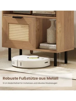 COSTWAY Tische<Beistelltisch PE-Rattan 60 x 25,5 x 59 cm in Hellbraun