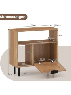 COSTWAY Tische<Beistelltisch PE-Rattan 60 x 25,5 x 59 cm in Hellbraun