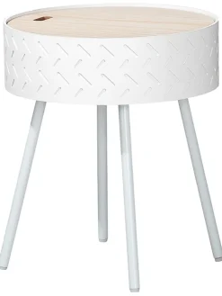 GILDE Tische<Beistelltisch "Storage" in Weiß - (H)45,5 x Ø 38,5 cm