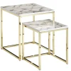 FineBuy Tische<Beistelltisch "SV59799" in Weiß / Weiß / Gold