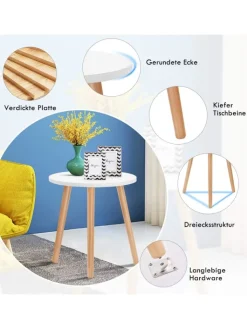 COSTWAY Tische<Beistelltisch 40x40x48cm in Weiß