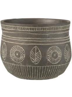 J Line Kerzen, Vasen & Mehr<Übertopf "Fresko L'' in Grau - (H)19 x Ø 23,5 cm