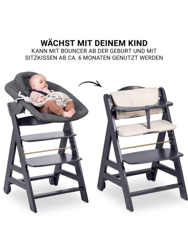Hauck Babymöbel<Beta Plus Dark Grey 5-tlg. Newborn Set - in grau