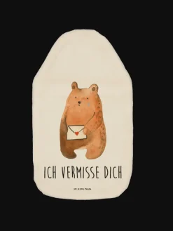 Mr. & Mrs. Panda Wärmflaschen & -Kissen<Bettflasche Bär Liebesbrief mit Spruch in Weiß