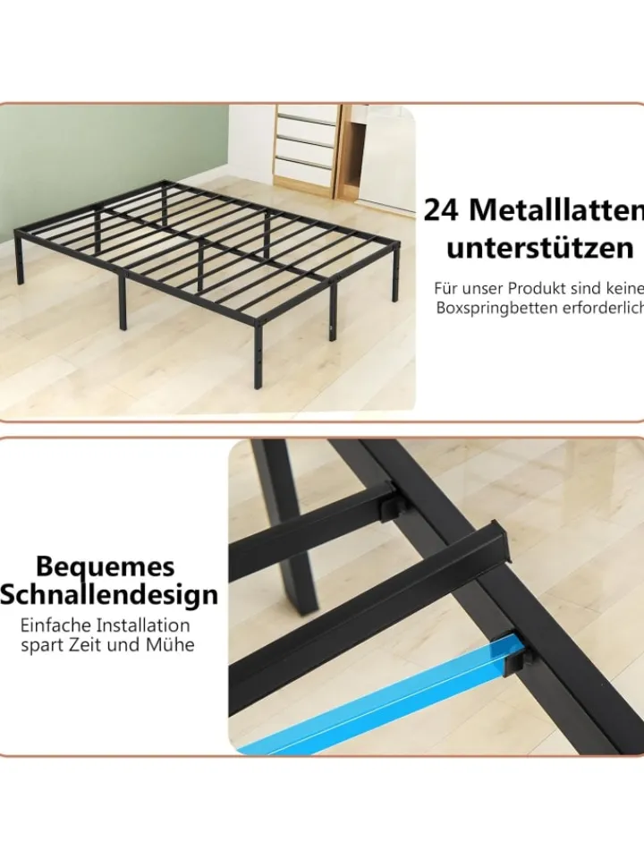 COSTWAY Betten & Matratzen<Bettgestell Metall 160 x 200 cm in Schwarz