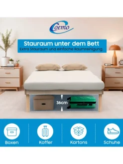 Coemo Betten & Matratzen<Bettgestell mit Lattenrost PYXIS in Natur