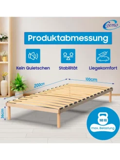 Coemo Betten & Matratzen<Bettgestell mit Lattenrost PYXIS in Natur