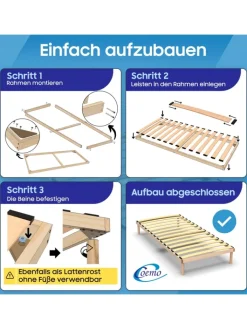 Coemo Betten & Matratzen<Bettgestell mit Lattenrost PYXIS in Natur
