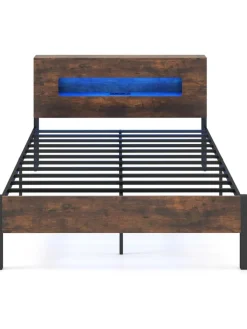 COSTWAY Betten & Matratzen<Bettgestell 140x200 cm in Braun