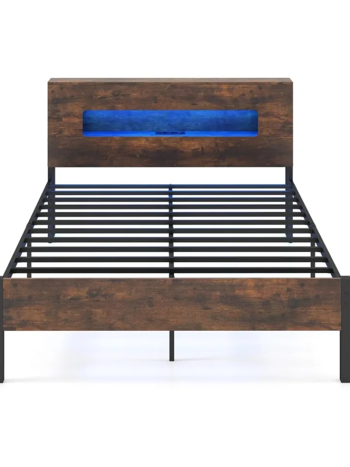 COSTWAY Betten & Matratzen<Bettgestell 140x200 cm in Braun
