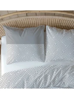 TRAUMHELDEN Bettwäsche & Bettwaren<Bettwäsche-Set Biber/Flanell Premium "Stone Line" in Weiß / Grau