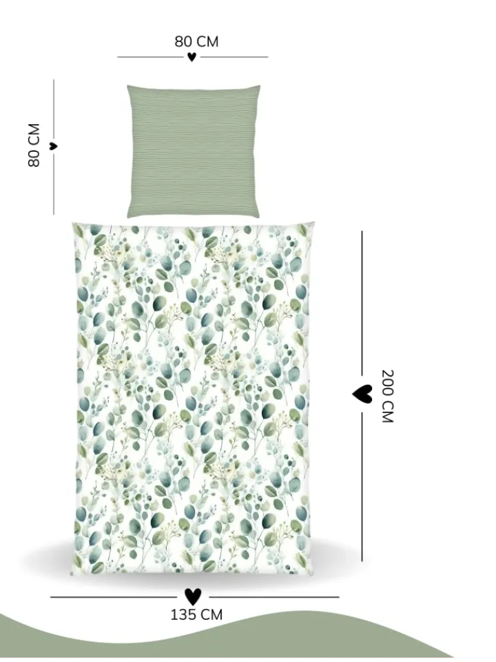 termana Traum&Trend Bettwäsche & Bettwaren<Bettwäsche-Set "Eukalyptus, Blätter" in Grün