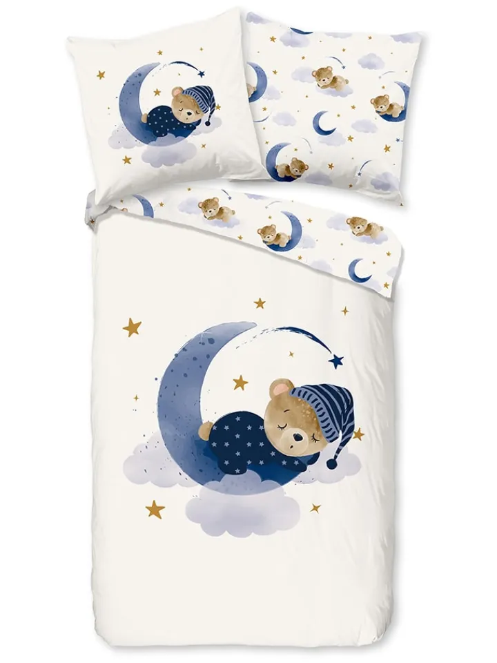 Good Morning Kindermöbel<Bettwäsche-Set "Sleeping" in Creme/ Dunkelblau