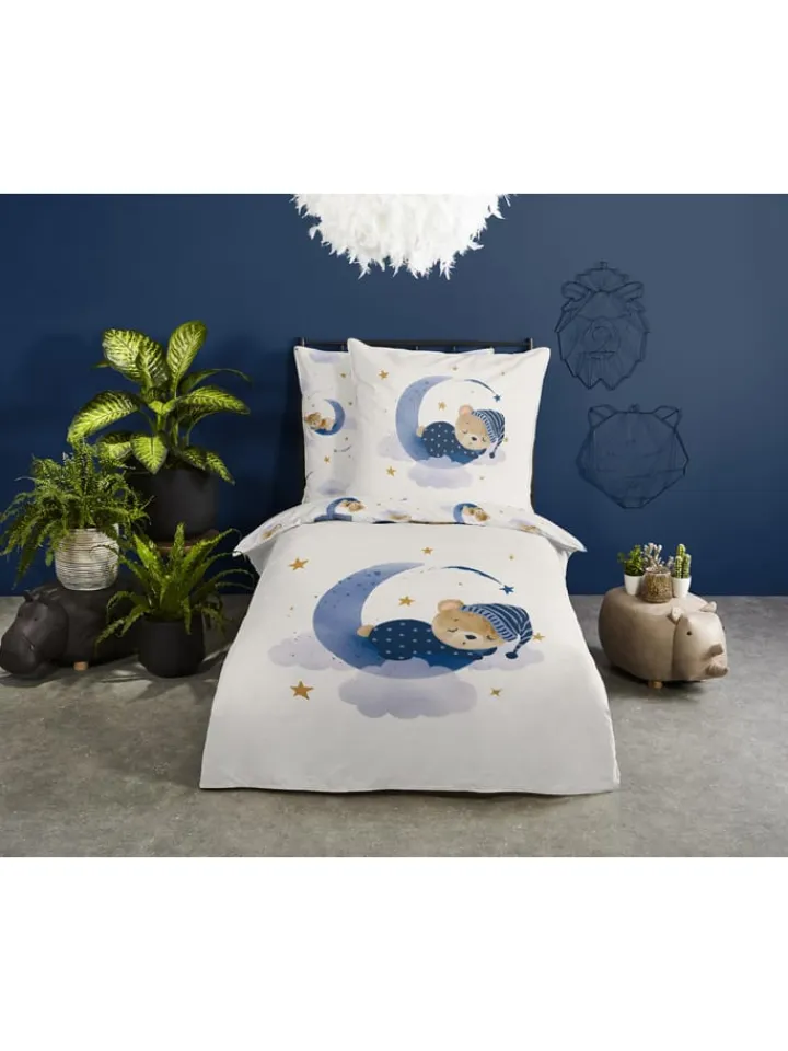 Good Morning Kindermöbel<Bettwäsche-Set "Sleeping" in Creme/ Dunkelblau