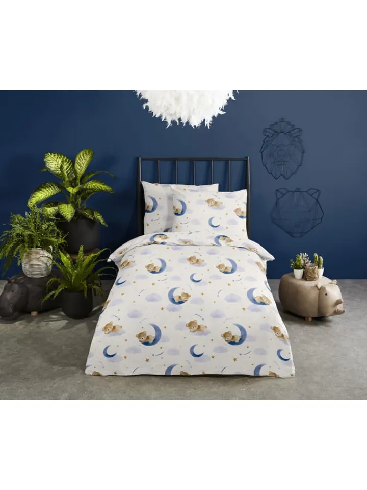 Good Morning Kindermöbel<Bettwäsche-Set "Sleeping" in Creme/ Dunkelblau