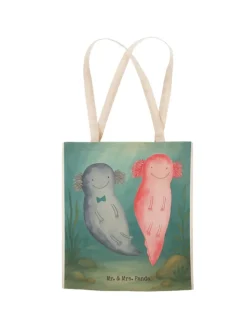 Mr. & Mrs. Panda Einkaufstaschen & -Trolleys<Beuteltasche Axolotl Liebe Design ohne Spruch in Weiß